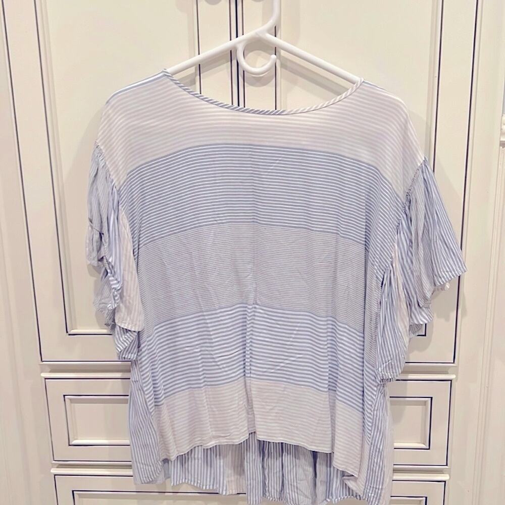 VGUC LOFT blue and white stripe blouse